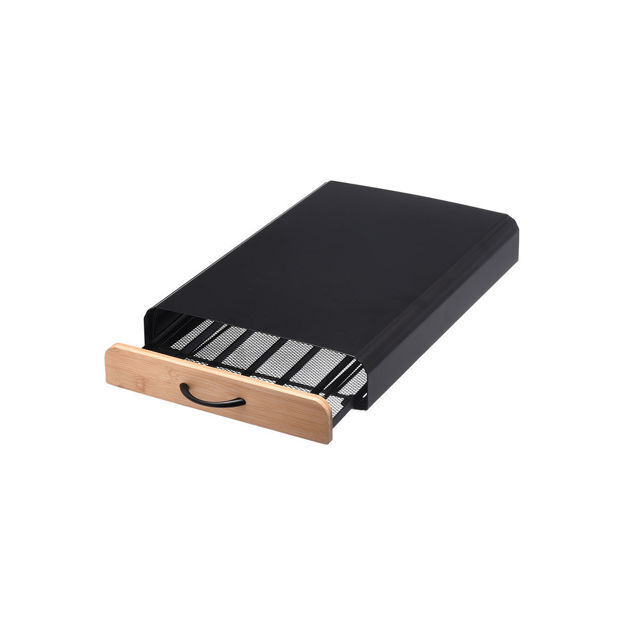 ΘΗΚΗ ΓΙΑ ΚΑΨΟΥΛΕΣ ESPRESSO BAMBOO ESSENTIALS ΜΕΤΑΛΛΙΚΗ ΣΥΡΤΑΡΩΤΗ 60 ΘΕΣΕΩΝ ΜΑΥΡΗ ESTIA 01-19884