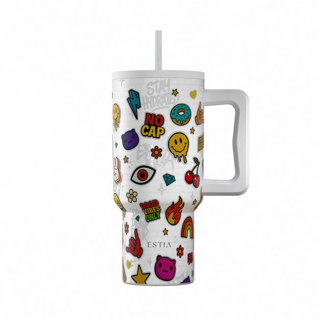 ΘΕΡΜΟΣ ESTIA STRAW TUMBLER XL SAVE THE AEGEAN 900ml URBAN VIBES  01-41540