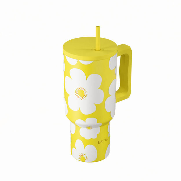 ΘΕΡΜΟΣ ESTIA STRAW TUMBLER XL SAVE THE AEGEAN 900ml YELLOW DAISY 01-41625 ΘΕΡΜΟΣ ESTIA STRAW TUMBLER XL SAVE THE AEGEAN 900ml YELLOW DAISY 01-41625