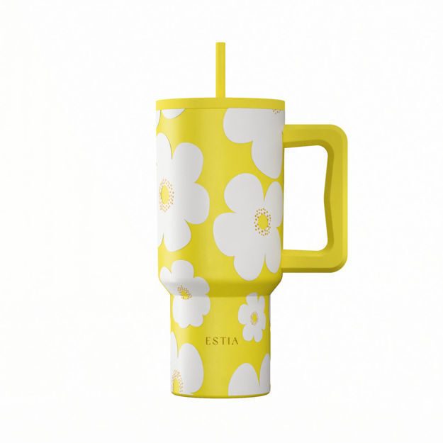 ΘΕΡΜΟΣ ESTIA STRAW TUMBLER XL SAVE THE AEGEAN 900ml YELLOW DAISY  01-41625