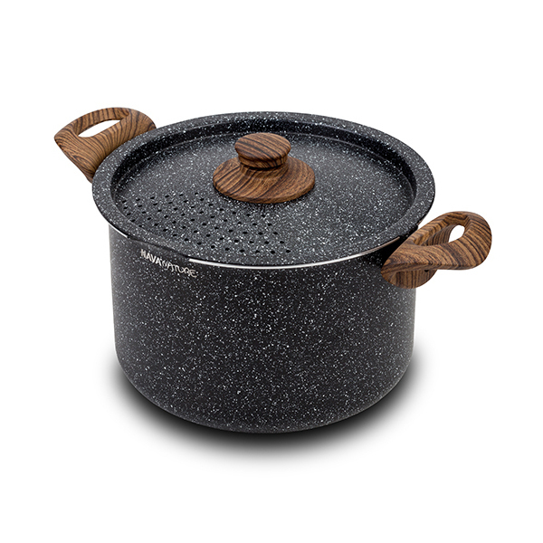 ΚΑΤΣΑΡΟΛΑ 22cm 4,5Lt ΜΕ ΚΑΠΑΚΙ-ΣΟΥΡΩΤΗΡΙ “Nature”ΚΑΙ ΑΝΤΙΚΟΛΛΗΤΙΚΗ  ΕΠΙΣΤΡΩΣΗ STONE NAVA 10-144-125