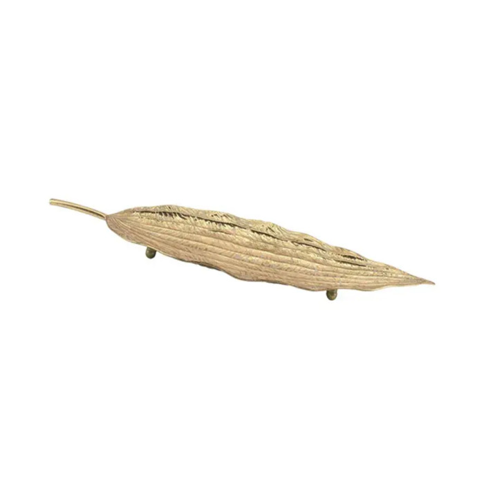 ΜΕΤΑΛΛΙΚΗ ΠΙΑΤΕΛΑ ΧΡΥΣΟ ΦΥΛΛΟ ΓΡΑΜΜΩΤΟ 80.5x26x5cm MARHOME 15-10236B