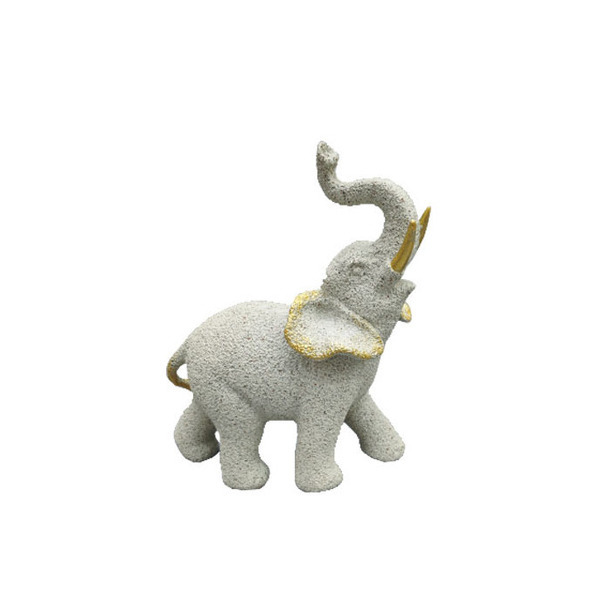 ΔΙΑΚΟΣΜΗΤΙΚΟ ΠΟΛΥΕΣΤΕΡΙΚΟ ΕΚΡΟΥ-ΧΡΥΣΟ ΕΛΕΦΑΝΤΑΚΙ ΥΦΗ ΠΕΤΡΑΣ 18x9x24cm MARHOME 15-26060