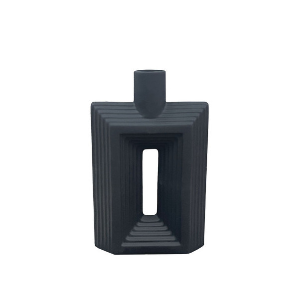 ΚΕΡΑΜΙΚΟ ΒΑΖΟ ΜΑΥΡΟ ΓΕΩΜΕΤΡΙΚΟ ΣΧΕΔΙΟ ΡΙΓΕ ΜΟΤΙΒΟ ΜΙΝΙΜΑΛ 18,5x7x31cm MARHOME 156-26109