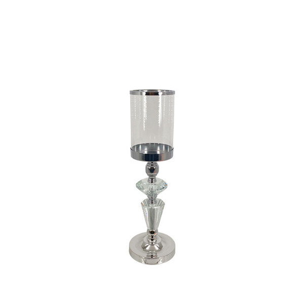 ΚΗΡΟΠΗΓΙO ΜΕΤΑΛΛΙΚO ΑΣΗΜΙ ΚΛΑΣΙΚΟ ΜΕ ΚΡΥΣΤΑΛΛΟ & ΓΥΑΛΙ  Φ12×40 cm MARHOME 15-40087