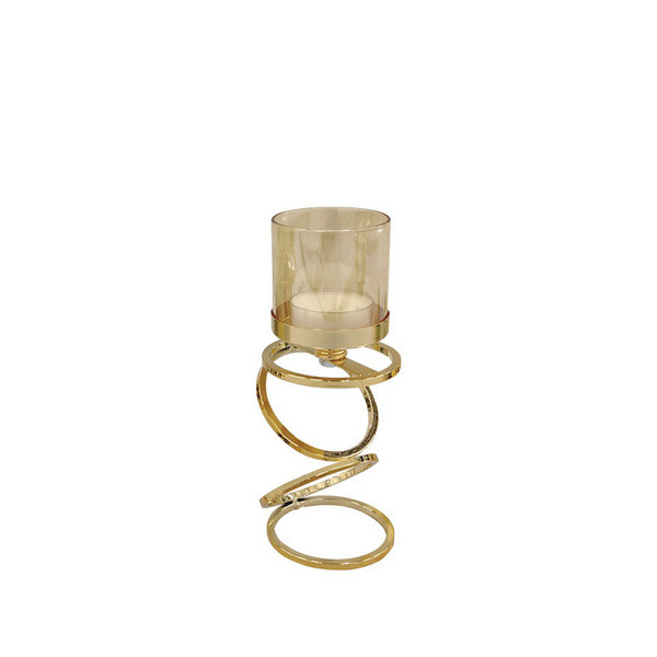 ΚΗΡΟΠΗΓΙO ΜΕΤΑΛΛΙΚO ΧΡΥΣΟ ΜΟΝΤΕΡΝΟΙ ΚΥΚΛΟΙ ΜΕ ΓΥΑΛΙ  Φ10x29cm MARHOME 15-40117