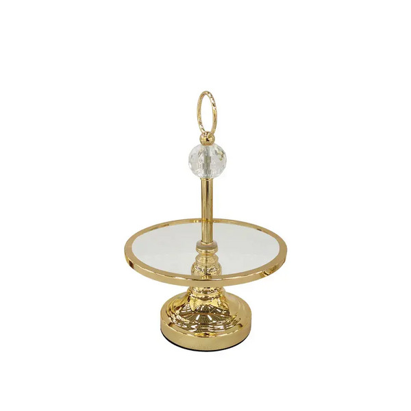 ΟΡΝΤΕΡΒΙΕΡΑ ΜΕΤΑΛΛΙΚΗ ΧΡΥΣΗ ΜΕ ΓΥΑΛΙ & ΚΡΥΣΤΑΛΛΟ ΣΤΡΟΓΓΥΛΗ  Φ23x35cm MARHOME 15-40123