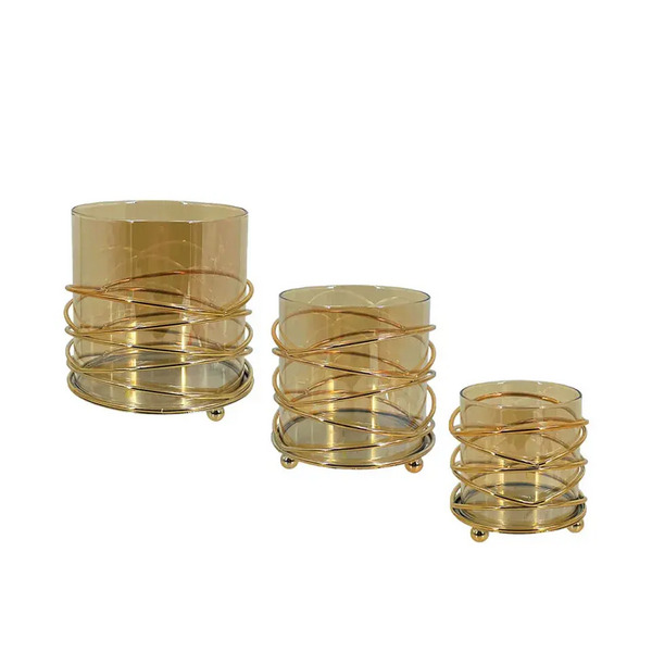 ΣΕΤ 3 ΤΜΧ ΚΗΡΟΠΗΓΙA ΜΕΤΑΛΛΙΚA ΧΡΥΣΟ-ΜΕΛΙ ΚΥΛΙΝΔΡΟΣ/ΠΛΕΓΜΑ ΜΕ ΓΥΑΛΙ  MARHOME 15-40146