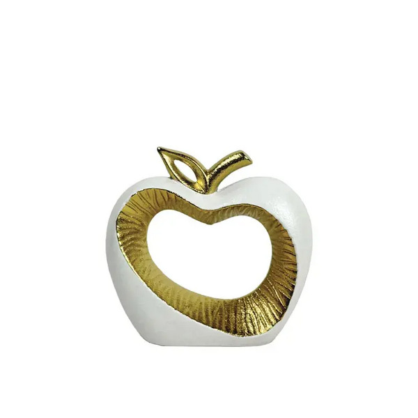 ΚΕΡΑΜΙΚΟ ΔΙΑΚΟΣΜΗΤΙΚΟ ΜΗΛΟ ΛΕΥΚΟ/ΧΡΥΣΟ ΜΕ ΤΡΥΠΑ  19.8cm MARHOME 15-50192