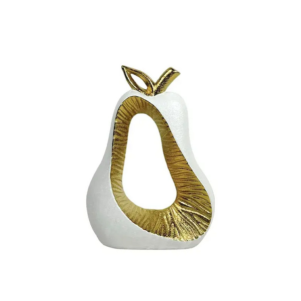 ΚΕΡΑΜΙΚΟ ΔΙΑΚΟΣΜΗΤΙΚΟ ΑΧΛΑΔΙ ΛΕΥΚΟ/ΧΡΥΣΟ ΜΕ ΤΡΥΠΑ  25.4cm MARHOME 15-50193