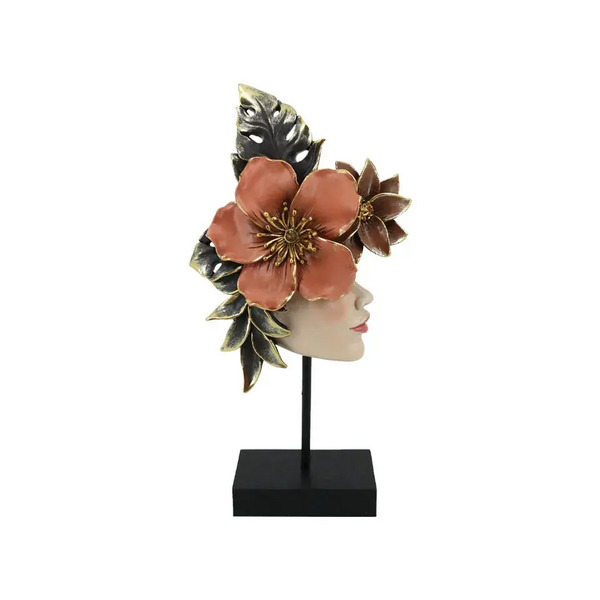 ΔΙΑΚΟΣΜΗΤΙΚΗ ΦΙΓΟΥΡΑ ΚΕΦΑΛΙ ΓΥΝΑΙΚΑΣ ΠΡΟΦΙΛ ΜΕ ΛΟΥΛΟΥΔΙΑ – 17.5×7.5×34.5cm MARHOME 15-50217