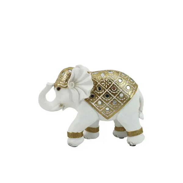 ΔΙΑΚΟΣΜΗΤΙΚΟ ΕΛΕΦΑΝΤΑΚΙ ΛΕΥΚΟ/ΧΡΥΣΟ ΜΕ ΣΤΟΛΙΔΙΑ 17x6x13cm MARHOME 15-50228