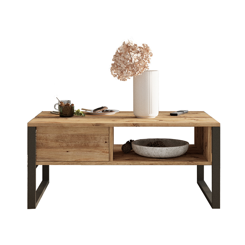 ΤΡΑΠΕΖΙ ΣΑΛΟΝΙΟΥ OAK-ΜΑΥΡΟ Honora pakoworld 100x60x44,5εκ 176-000009