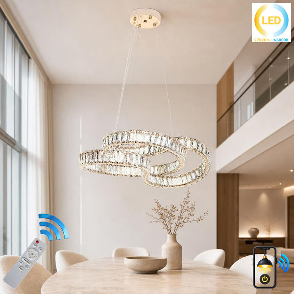 ΦΩΤΙΣΤΙΚΟ ΚΡΕΜΑΣΤΟ ΜΕΤΑΛΛΙΚΟ LED 80W ΧΡΥΣΟ ΜΕ ΚΡΥΣΤΑΛΛΑ 60Χ45Χ18εκ. ΚΑΙ Controller KESKOR 207102