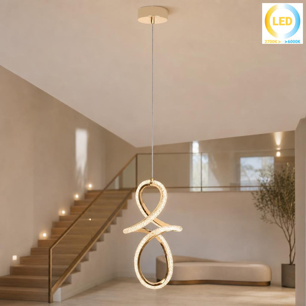 ΦΩΤΙΣΤΙΚΟ ΚΡΕΜΑΣΤΟ LED 25W ΧΡΥΣΟ ΜΕ ΑΚΡΥΛΙΚΟ 20Χ13Χ32εκ. KESKOR 584827