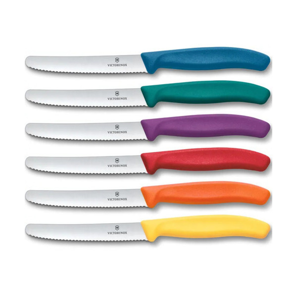 Victorinox ΣΕΤ 6τεμ ΠΟΛΥΧΡΩΜΑ ΜΑΧΑΙΡΙΑ ΚΟΥΖΙΝΑΣ 11εκ. ΣΤΡΟΓΓΥΛΗ ΜΥΤΗ & ΟΔΟΝΤΩΤΗ ΛΕΠΙΔΑ 6.7836.6C1