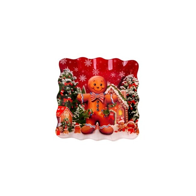 ΠΙΑΤΕΛΑ ΤΕΤΡΑΓΩΝΗ ΓΥΑΛΙΝΗ ΣΧΕΔΙΟ COOKIES 20CM MARVA 740478