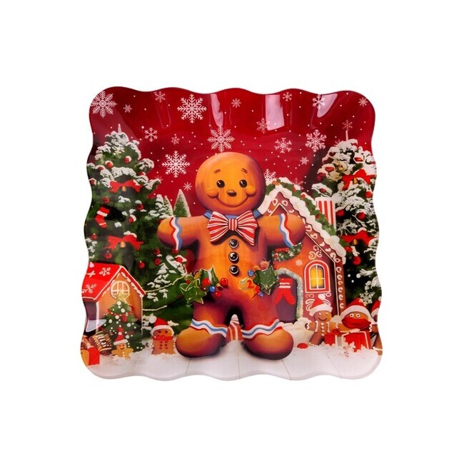 ΠΙΑΤΕΛΑ ΤΕΤΡΑΓΩΝΗ ΓΥΑΛΙΝΗ ΣΧΕΔΙΟ COOKIES 25CM MARVA 740479