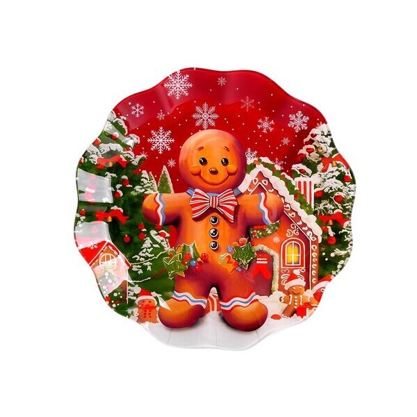 ΠΙΑΤΕΛΑ ΣΤΡΟΓΓΥΛΗ ΓΥΑΛΙΝΗ ΣΧΕΔΙΟ COOKIES 30CM MARVA 740482