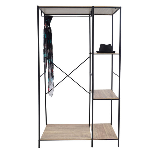 ΑΝΟΙΧΤΗ ΝΤΟΥΛΑΠΑ ΞΥΛΙΝΗ ΜΕ ΜΑΥΡΟ ΜΕΤΑΛΛΟ 90x41x167εκ. ANKOR 783762-1