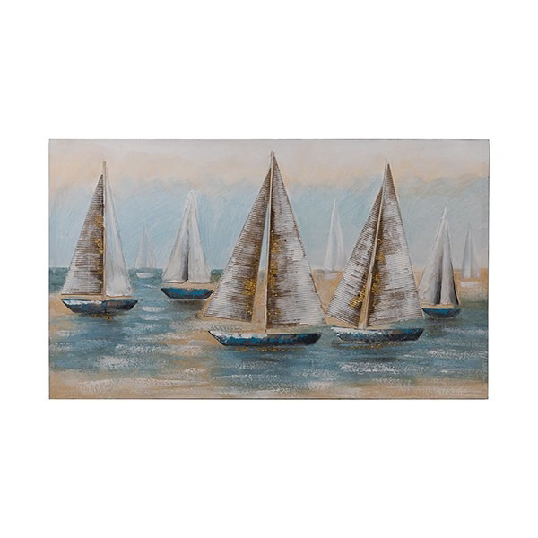 ΠΙΝΑΚΑΣ ΚΑΜΒΑΣ ΚΑΡΑΒΙΑ ΓΑΛΑΖΙΟ – ΛΕΥΚΟ – ΧΡΥΣΟ 100x60cm ESTHETI 812-20062