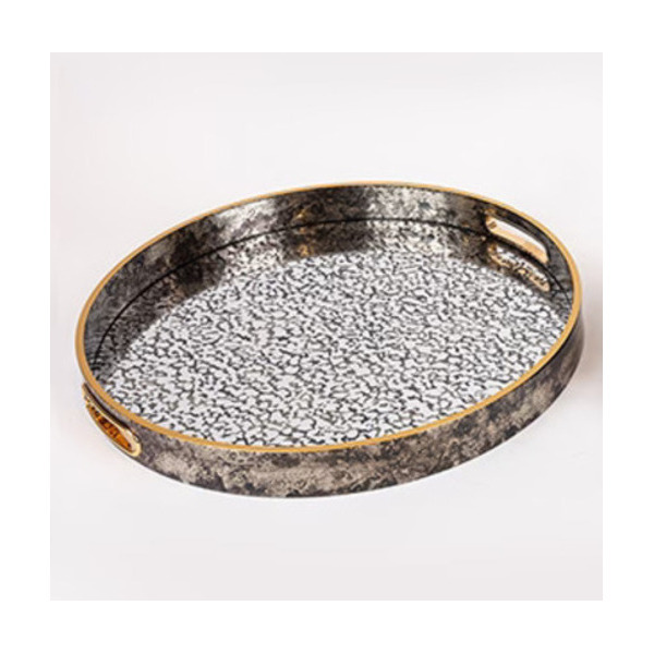 ΔΙΣΚΟΣ POLYRESIN ΜΕ ΚΑΘΡΕΦΤΗ ΓΚΡΙ – ΧΡΥΣΟ 40x40x4cm ESTHETI 819-01159A