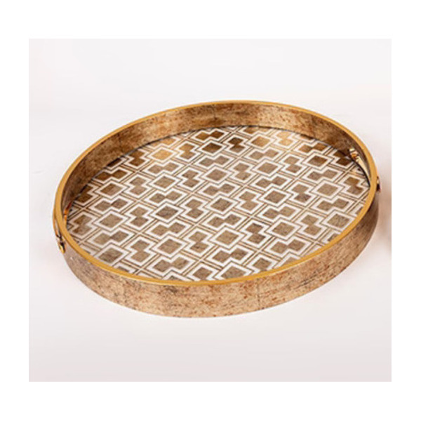 ΔΙΣΚΟΣ POLYRESIN ΜΕ ΓΥΑΛΙ ΧΡΥΣΟ 36x36x4cm ESTHETI 819-01162A
