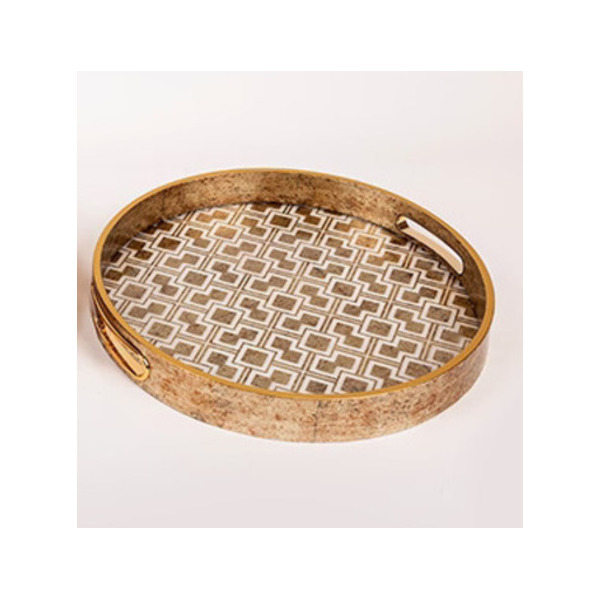 ΔΙΣΚΟΣ POLYRESIN ΜΕ ΓΥΑΛΙ ΧΡΥΣΟ 32x32x4cm ESTHETI 819-01162B