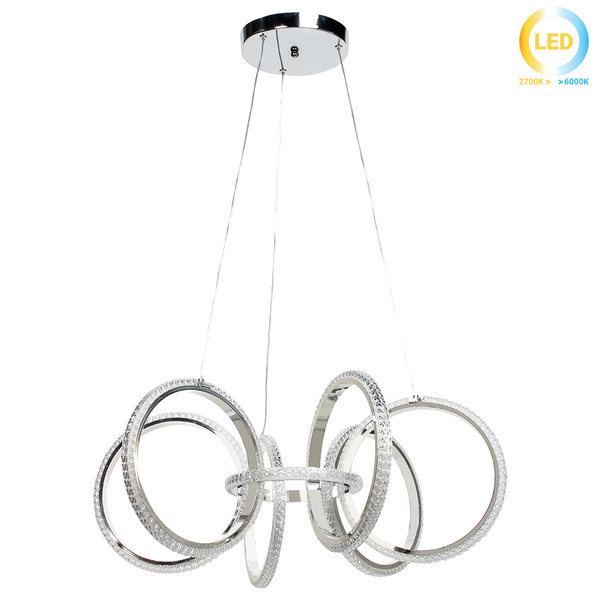 ΦΩΤΙΣΤΙΚΟ ΚΡΕΜΑΣΤΟ LED 120W ΧΡΩΜΙΟ ΜΕ ΑΚΡΥΛΙΚΑ ΣΤΟΙΧΕΙΑ Φ69Χ27εκ. KESKOR 826676