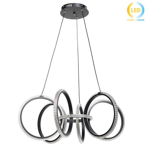 ΦΩΤΙΣΤΙΚΟ ΚΡΕΜΑΣΤΟ LED 120W ΜΑΥΡΟ ΜΕ ΑΚΡΥΛΙΚΑ ΣΤΟΙΧΕΙΑ Φ69Χ27εκ. KESKOR 826678