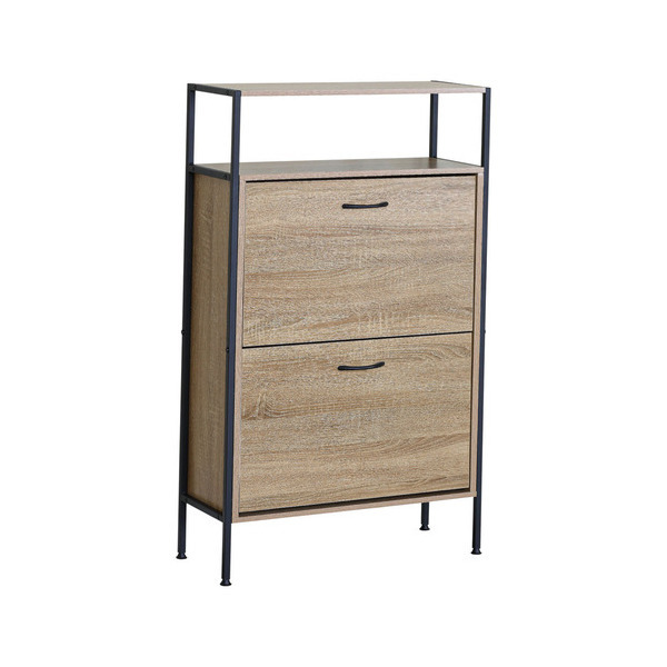 ΠΑΠΟΥΤΣΟΘΗΚΗ ΔΙΠΛΗ ΞΥΛΙΝΗ ΜΕ ΜΑΥΡΟ ΜΕΤΑΛΛΙΚΟ ΣΚΕΛΕΤΟ 60x24x105εκ. ANKOR 848164