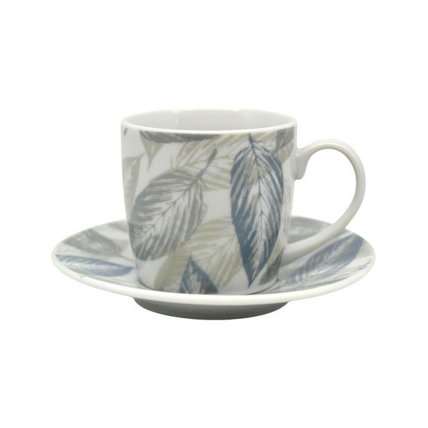 ΣΕΤ 6 ΦΛΥΤΖΑΝΙΑ ΚΑΦΕ ΠΟΡΣΕΛΑΝΙΝΑ ΜΕ ΣΧΕΔΙΟ ΓΚΡΙ ΚΑΙ ΠΕΤΡΟΛ ΦΥΛΛΑ 110ml ANKOR 848447