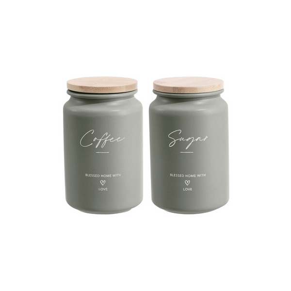 ΣΕΤ 2 ΜΕΤΑΛΛΙΚΑ ΒΑΖΑ ΛΑΔΙ ΜΕ ΜΠΑΜΠΟΥ ΚΑΠΑΚΙ Coffee Sugar 9,5×15,2εκ. ANKOR 850518