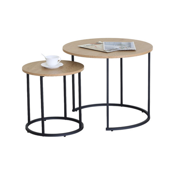 ΣΕΤ 2 ΤΡΑΠΕΖΑΚΙΑ MDF ΣΕ ΦΥΣΙΚΟ ΧΡΩΜΑ ΜΕ ΜΑΥΡΟ ΜΕΤΑΛΛΙΚΟ ΣΚΕΛΕΤΟ ANKOR 852864