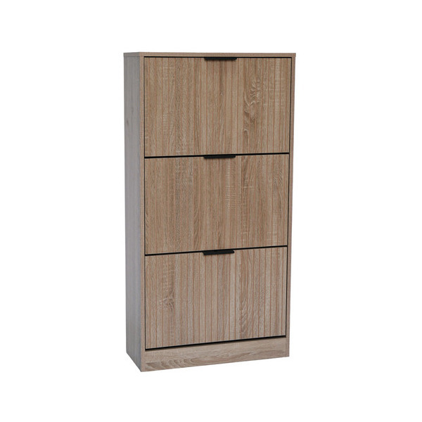 ΠΑΠΟΥΤΣΟΘΗΚΗ MDF ΜΕ ΜΕΛΑΜΙΝΗ ΦΥΣΙΚΟΥ ΞΥΛΟΥ ΜΕ ΑΝΑΓΛΥΦΕΣ ΓΡΑΜΜΕΣ 60x24x118εκ. ANKOR 852888