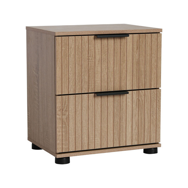 ΚΟΜΟΔΙΝΟ ΜΕ ΔΥΟ ΣΥΡΤΑΡΙΑ MDF ΜΕ ΜΕΛΑΜΙΝΗ ΦΥΣΙΚΟΥ ΞΥΛΟΥ ΜΕ ΑΝΑΓΛΥΦΕΣ ΓΡΑΜΜΕΣ 40x30x44εκ. ANKOR 852918