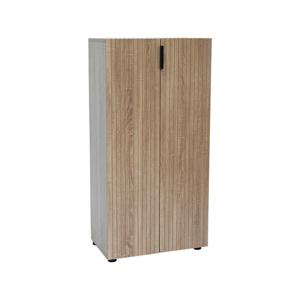 ΠΑΠΟΥΤΣΟΘΗΚΗ-ΝΤΟΥΛΑΠΙ MDF ΜΕ ΜΕΛΑΜΙΝΗ ΦΥΣΙΚΟΥ ΞΥΛΟΥ ΜΕ ΑΝΑΓΛΥΦΕΣ ΓΡΑΜΜΕΣ 60x34x120εκ. ANKOR 852956