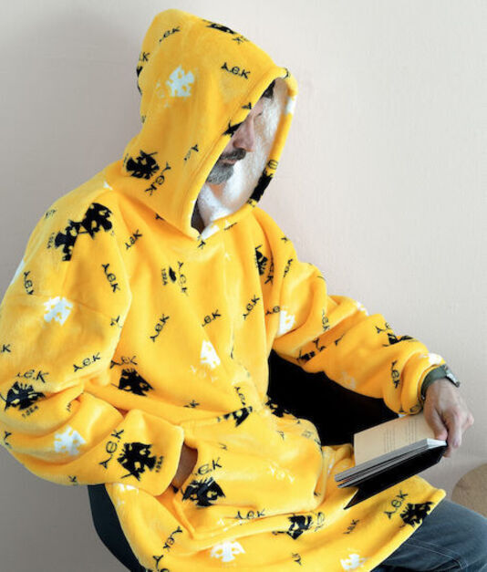 Palamaiki Huhu ΚΟΥΒΕΡΤΑ ΜΕ ΜΑΝΙΚΙΑ & ΚΟΥΚΟΥΛΑ Fleece ΜΕ Sherpa 90x100εκ. HUHU-AEK Palamaiki Huhu ΚΟΥΒΕΡΤΑ ΜΕ ΜΑΝΙΚΙΑ & ΚΟΥΚΟΥΛΑ Fleece ΜΕ Sherpa 90x100εκ. HUHU-AEK