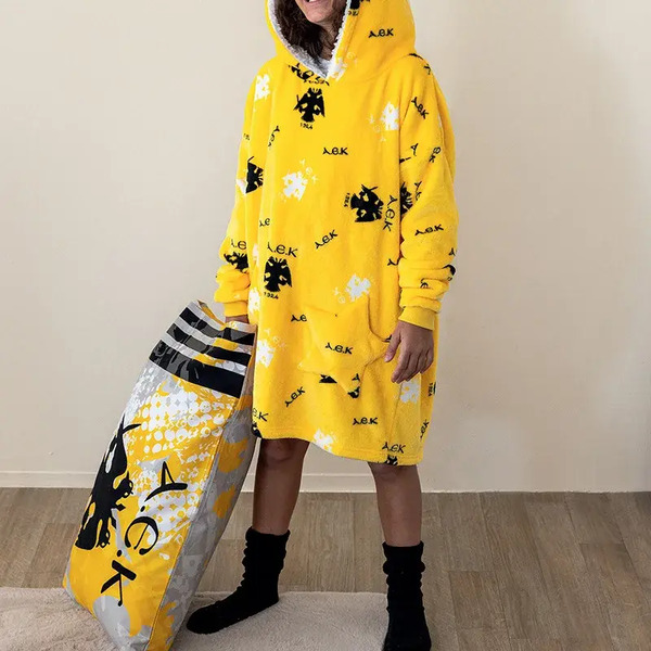 Palamaiki Huhu ΚΟΥΒΕΡΤΑ ΜΕ ΜΑΝΙΚΙΑ & ΚΟΥΚΟΥΛΑ Fleece ΜΕ Sherpa 90×100εκ. HUHU-AEK