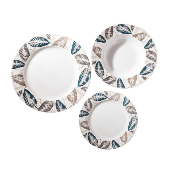 ΣΕΡΒΙΤΣΙΟ ΠΙΑΤΩΝ ΠΟΡΣΕΛΑΝΙΝΟ 18ΤΜΧ ΜΕ ΣΧΕΔΙΟ ΠΕΤΡΟΛ ΚΑΙ ΓΚΡΙ ΦΥΛΛΑ ANKOR R2406-18