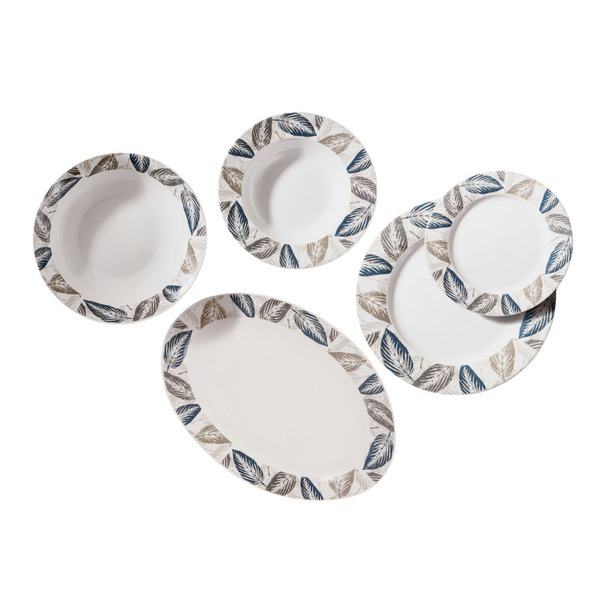 ΣΕΡΒΙΤΣΙΟ ΠΙΑΤΩΝ ΠΟΡΣΕΛΑΝΙΝΟ 20ΤΜΧ ΜΕ ΣΧΕΔΙΟ ΠΕΤΡΟΛ ΚΑΙ ΓΚΡΙ ΦΥΛΛΑ ANKOR R2406-20